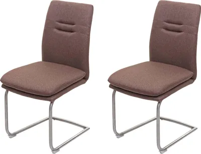 Immagine prodotto di Set di 2 sedie da sala da pranzo | A x L x P 92 x 47 x 57 cm | Altezza seduta 49 cm | Tessuto/tessuto Acciaio inossidabile spazzolato | Marrone | Sedia da cucina Sedia a sbalzo