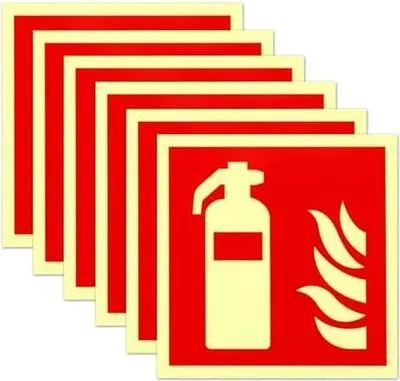 Produktbild von 6 Stück Feuerlöscher Schild, 15cm x 15cm PVC Aufkleber für Sicherheitsmarkierung Brandschutzzeichen Haus Büro Baustelle und Auto