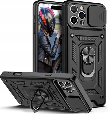 Obrázok produktu pre Puzdro pre iPhone 16 Pro Max PANCERNE SLIDE RING ZOSILNENÉ + SKLO 9H
