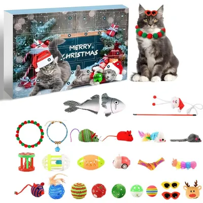 Produktbild von Adventskalender für Katze 2025 Weihnachtskalender 24 Katzenspielzeuge Katzen Weihnachten Geschenk Katzenliebhaber Adventskalender Geschenke