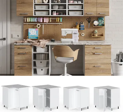Image de Universal Armoire d'angle Vicco R-Line Blanc Haute brillance 75.6cm avec porte, sans PT, Model 41997