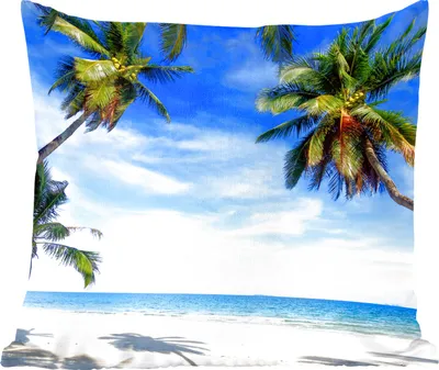 Produktbild von MuchoWow® Zierkissen Sofakissen Wohnzimmer Dekokissen 40x40 cm Palmen - Strand - Meer - Foto Kissen - Schlafzimmer Dekoration
