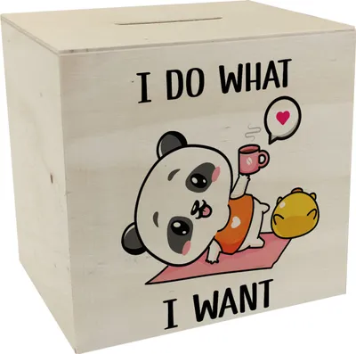 Produktbild von I Do What I Want Panda Spardose aus Holz