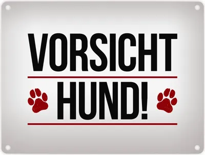 Produktbild von Vorsicht Hund! Metallschild mit Pfoten Motiv in rot Warnung Hinweis Achtung