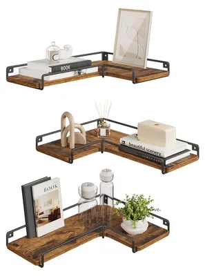 Produktbild von L-förmiges Wandregal-Set im Industriedesign | Vintage-Braun