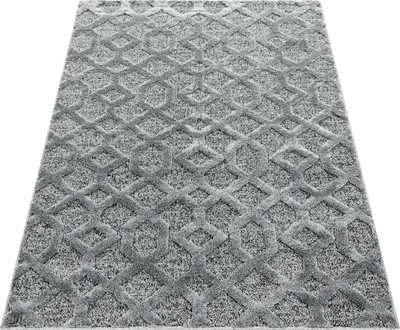 Image de Ayyildiz | Tapis moderne Pisa 3D - 200 cm x 290 cm - Gris - Design géométrique élégant - Confort doux