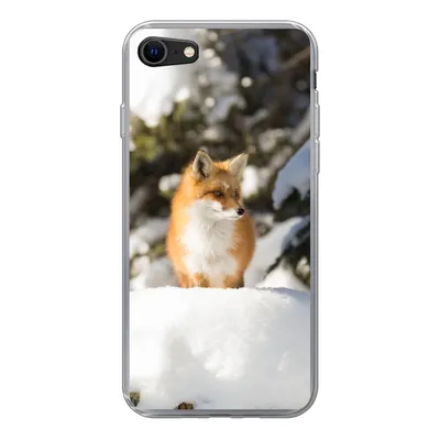 Produktbild von MuchoWow® Handyhülle Schutzhülle Hülle für iPhone SE 2020 Fuchs - Schnee - Baum Silikon Softcase Handy Hülle - Kartenbesitzer
