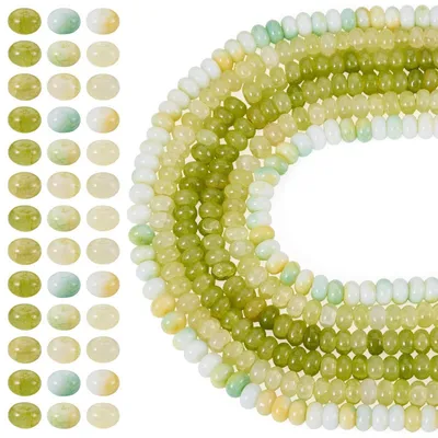 Immagine prodotto di Perline rotonde in vetro, imitazione giada, colore verde oliva, 3 fili per la creazione di gioielli, colore marrone oliva, diametro 8-8,5 mm