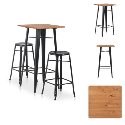 Produktbild von vidaXL 3-teiliges Bar-Set Stahl Schwarz - Essgruppen