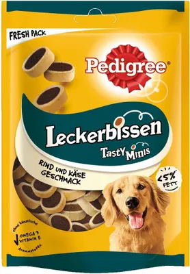 Produktbild von Pedigree Leckerbissen Tasty Minis Rind und Käse Geschmack, Snacks, Hund, Adult, Rind, Käse, 140 g