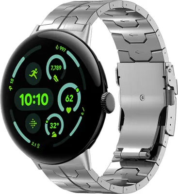 Produktbild von Strap-it Titanium 'Iron' Armband passend für Google Pixel Watch 3 - 45mm / Google Pixel Watch 4 45mm - Silber