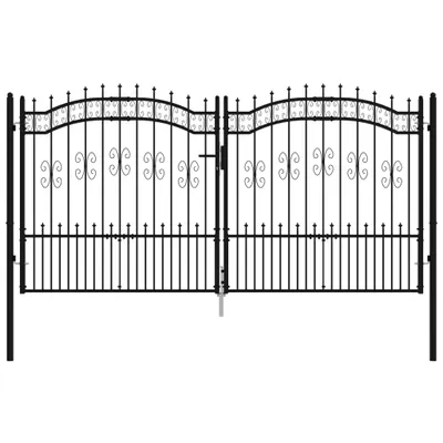 Produktbild von vidaXL Gartentor KAMPEN mit Speerspitze Schwarz 302 x 150 cm Stahl