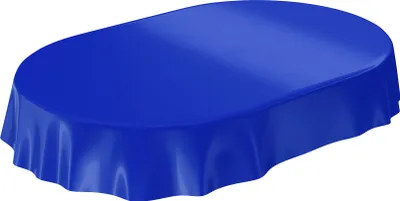 Produktbild von Tischdecke Wachstuch PVC abwaschbar Einfarbig Blau Oval 220x140cm Schnittkante