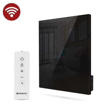 Produktbild von Termofol Glas-Infrarotheizung TF-GB350, WLAN App-Steuerung, 350 W, 50 x 60 cm, Schwarz
