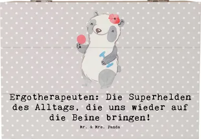 Produktbild von Mr. & Mrs. Panda Box Ergotherapeutin Superhelden 22 x 15 cm - Grau Pastell - Geschenk, Berufe, Kiste, Gesundheit, Berufspassion, fotobox, Geschenkbox, Berufsalltag, Beruf