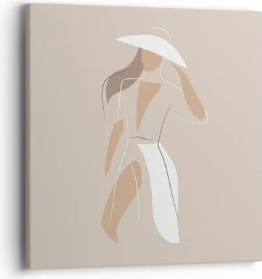 Produktbild von Bild auf Leinwand - Leinwandbild - Einteilig - Minimalismus Frau Buntstift - 40x40cm - Wand Bild - Wanddeko - Wandbilder - Leinwanddruck - Bilder - Wanddekoration - Leinwand bilder - AC40x40-4603