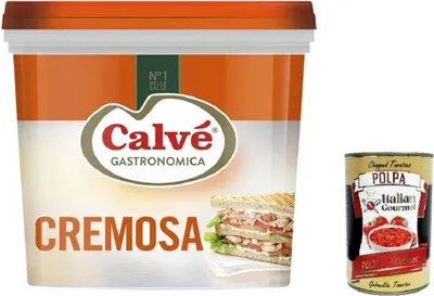 Produktbild von Calvè Cremige gastronomische Mayonnaise 5 kg Eimer + Italian Gourmet polpa 400g