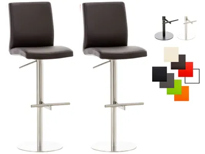 Produktbild von CLP 2er Set Barhocker Cadiz Kunstlederbezug drehbar und höhenverstellbar bis 240 kg braun Gestell Farbe edelstahl