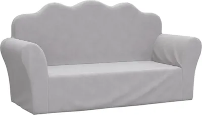 Zdjęcie produktu dla vidaXL Sofa dziecięca 2-osobowa jasnoszara z miękkiego pluszu