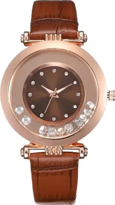 Produktbild von Moderne Ulrike Damenuhr mit Lederarmband und Kristallen - Braun KP12329