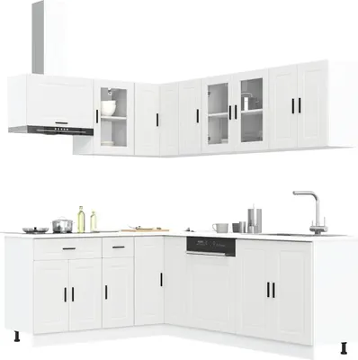 Produktbild von Möbel 11-tlg. Küchenschrank-Set Porto Weiß Holzwerkstoff - Küchenschränke 3314901