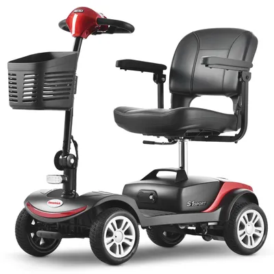 Immagine prodotto di Scooter elettrico Merax per anziani 6 km/h, 300W, batteria 24V 12Ah, scooter a 4 ruote, luce LED, rosso