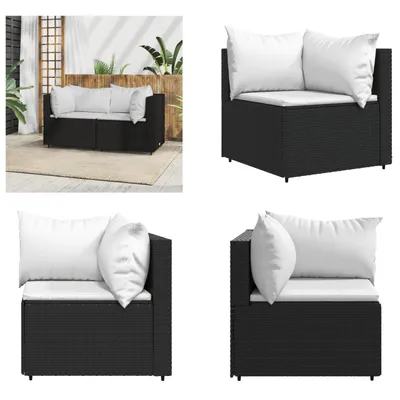 Produktbild von vidaXL Garten Ecksofa mit Kissen Schwarz Poly Rattan - Ecksofa - Ecksofas - Sofa - Outdoor Sofa