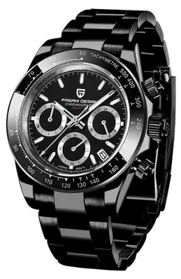 Produktbild von Herrenuhr Pagani Design Scopic, Quarz, Edelstahl, Chronograph, Schwarz / Schwarz