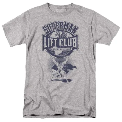 Image de Superman - Sweat-shirt "Metropolis Gym Lift Club" pour hommes/femmes, modèle unie, référence TV36529 (5XL) (Couleur : gris chiné)