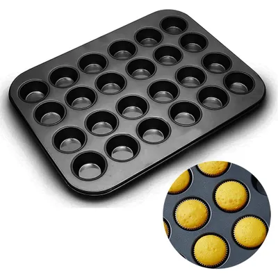 Produktbild von Antihaft-Kuchenform mit 24 Mulden aus Kohlenstoffstahl, runde Backform mit Teflonbeschichtung, Backblech, Ofenutensilien