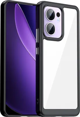Image de Etui pour OPPO Reno13 F transparent, antichoc Etui de protection en silicone TPU noir