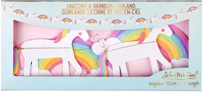 Produktbild von Girlande Einhorn Regenbogen - Dekoration Kindergeburtstag