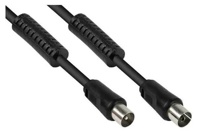 Produktbild von TV Antennenkabel, Koax Stecker-Buchse, 95dB, Ferrit, 5m, Schwarz