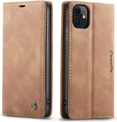 Produktbild von iPhone 11 Hülle, LaimTop Retro Kunstledertasche TPU Innere, Kartenfächer, Magnetverschluss, Klapphülle mit Standfunktion Schutzhülle für iPhone 11 Braun