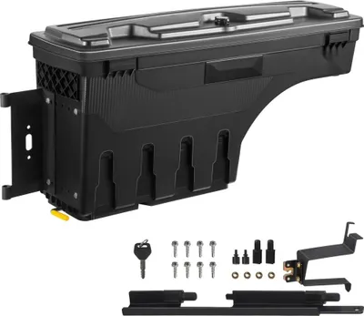 Produktbild von LKW-Ladefläche Staufach - Abschließbarer Deckel - Wasserdichter ABS Radkasten Werkzeugkasten 25 L - Kompatibel mit Chevrolet Silverado 1500 GMC Sierra 1500 2019-2021 - Fahrerseite - Schwarz