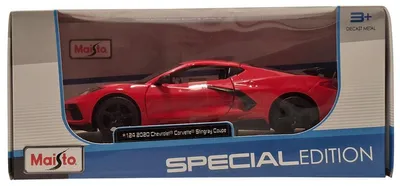 Zdjęcie produktu dla Maisto Chevrolet Corvette Stingray Coupe 2021: Model samochodu w skali 1:24, drzwi otwierane, kolor czerwony (531534R)