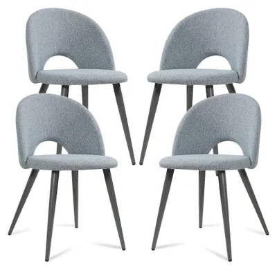 Produktbild von Esszimmerstuhl ’Karijoki’ 4er Set Polsterstühle Webstoff Metallbeine 77 x 50 x 55 cm Grau