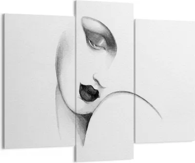 Produktbild von Bild auf Leinwand - Leinwandbild - 3 Teile - Porträt Frau Skizze - 130x100cm - Wand Bild - Wanddeko - Wandbilder - Leinwanddruck - Bilder - Wanddekoration - Leinwand bilder - Wandbild - CB130x100-4475