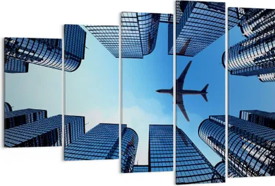 Produktbild von Bild auf Leinwand - Leinwandbild - Himmel Stadt Agglomeration Wolkenkratzer - 150x100cm - Wand Bild - Wanddeko - Leinwanddruck - Bilder - Kunstdruck - Leinwand bilder - Wandkunst - EG150x100-2556