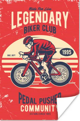 Produktbild von MuchoWow® Poster Fahrrad - Radfahrer - Helm - Vintage 20x30 cm - Papierdruck