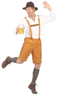 Produktbild von Bayer Herren-Kostüm Lederhose orange-weiss - L