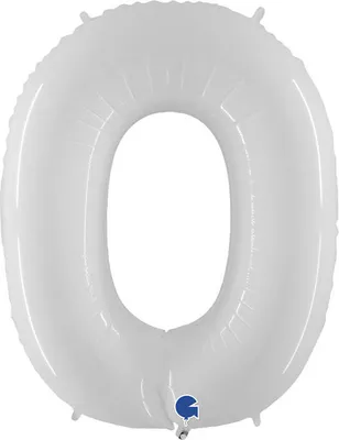 Produktbild von Folienballon Zahl 0, Weiß Glänzend 102cm Grabo
