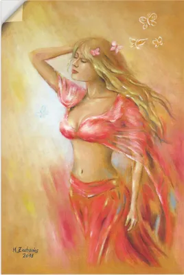 Produktbild von ARTland Wandbild, selbstklebend Verführerisches Mädchen im roten Kleid Größe: 60x90 cm
