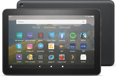 Produktbild von Fire HD 8-Tablet, 8-Zoll-HD-Display, 64 GB, Schwarz, Ohne Werbung, für Unterhaltung unterwegs (2020).