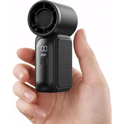 Produktbild von Mini Handventilator Akku, mit 6 Stufen, LED Display USB-C,Tragbar Ventilator,Taschenventilator Lange Betriebsdauer, für Alltag & Büro, Urlaub,Schwarz