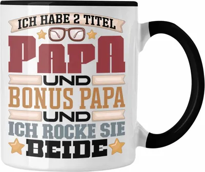 Produktbild von Trendation - Stiefpapa Geschenk Tasse Stiefvater Bonuspapa Geschenkidee Ich Habe 2 Titel (Schwarz)