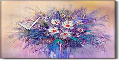Produktbild von Dekor Leinwand Uhr Wandbilder 60x30 Wand Kunst Bild Gemälde Gänseblümchen - weiße Hände