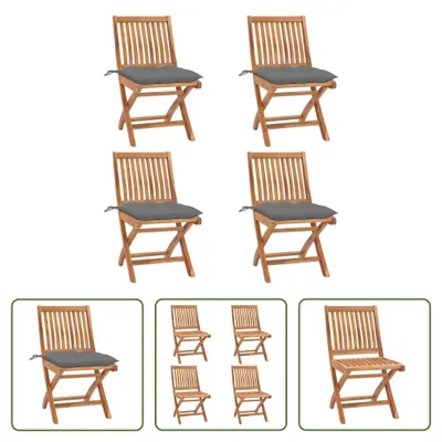 Produktbild von The Living Store Klappbare Gartenstühle mit Kissen 4 Stk. Massivholz Teak