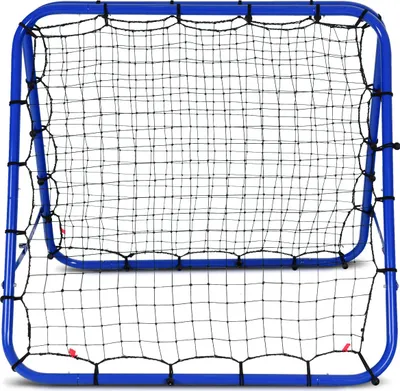 Image de COSTWAY Rebounder, 100x100cm filet de rebond pliable avec équerres, filet de football double face, paroi de rebond pour baseball & handball, filet de but de football