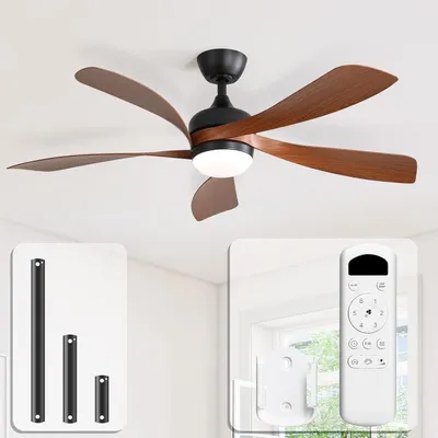 Immagine prodotto di Ventilatore a soffitto con illuminazione e telecomando, 6 velocità, 3 temperature di colore, timer, motore DC, ventilatore a soffitto silenzioso da 132 cm con luce